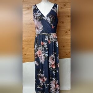 Floral Maxi Dress with Beaded Waist